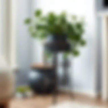 Stylish metal plant stand with intricate design