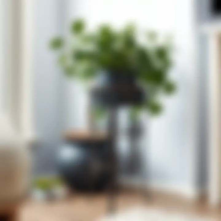 Stylish metal plant stand with intricate design