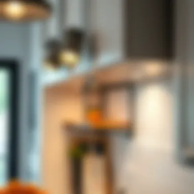 Close-up of stylish cabinet lighting arrangement