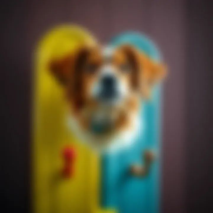 Colorful dog coat rack with unique designs