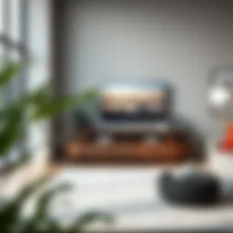 Elegant cabinet console table in a modern living room setup