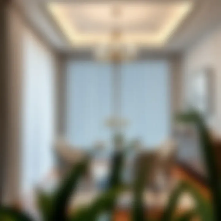 Sophistication in Dining Spaces with White Geometric Curtains Stylish dining area adorned with white geometric curtains enhancing sophistication