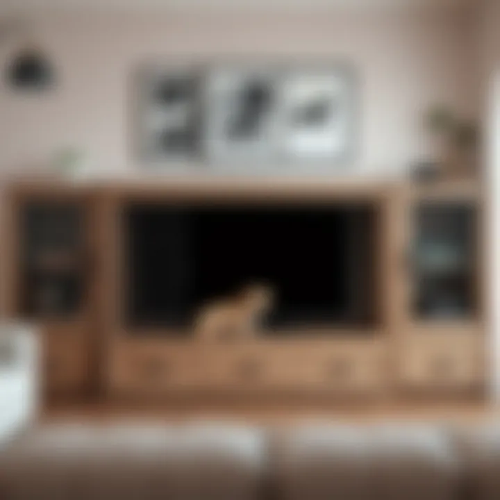 Blending Style and Functionality Stylish entertainment center with integrated dog cage