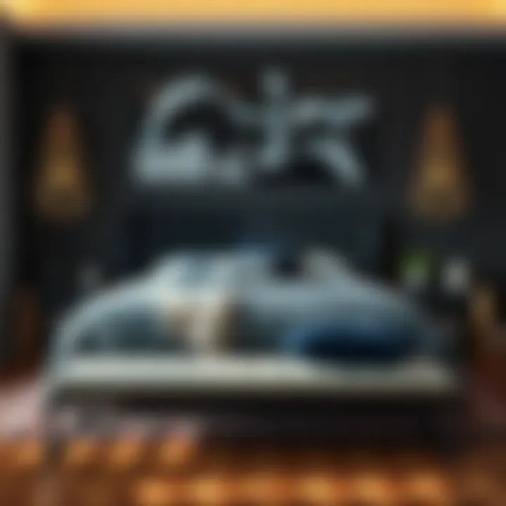 Stylish arrangement of accessories around a king size bed