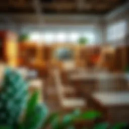 A collection of beautifully crafted unfinished wooden furniture pieces displayed in a Philadelphia showroom