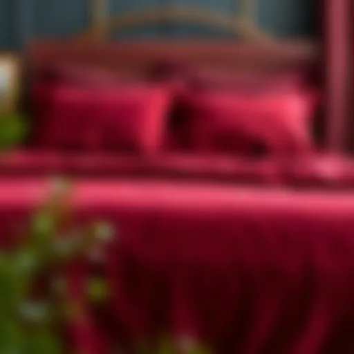 Elegant maroon duvet cover showcasing its rich texture and fabric quality
