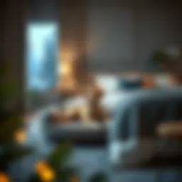 Cozy dog bed positioned beside a luxurious bed