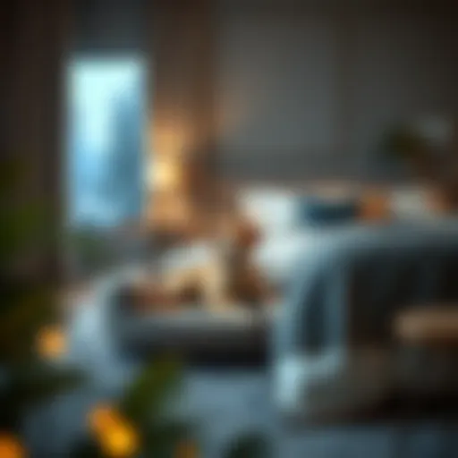 Cozy dog bed positioned beside a luxurious bed