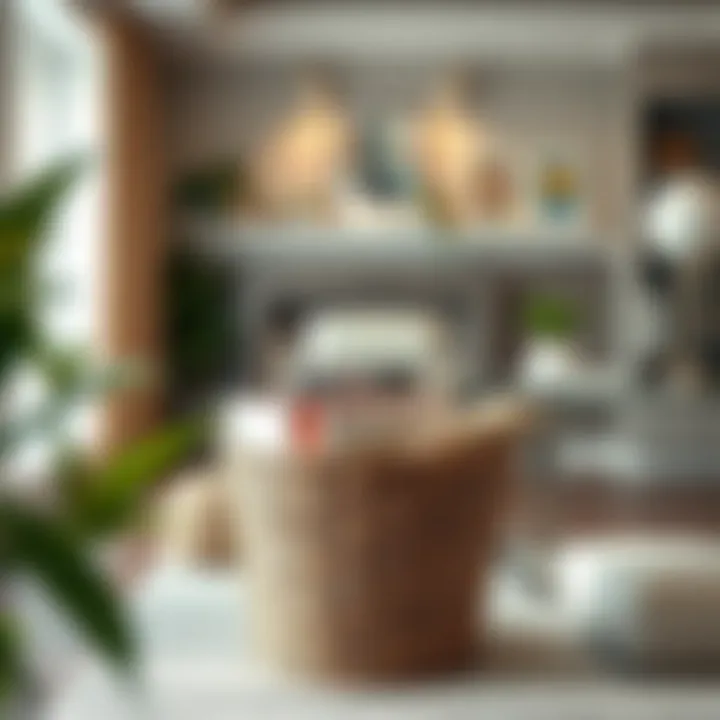 Elegant Magazine Basket in Home Office Elegant magazine basket integrated into home office decor