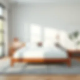 Minimalist low bed frame in a contemporary bedroom