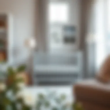 Trendy small gray crib amid contemporary interior design