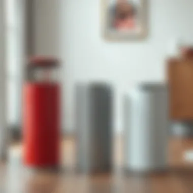 Comparison of super skinny trash can with traditional models