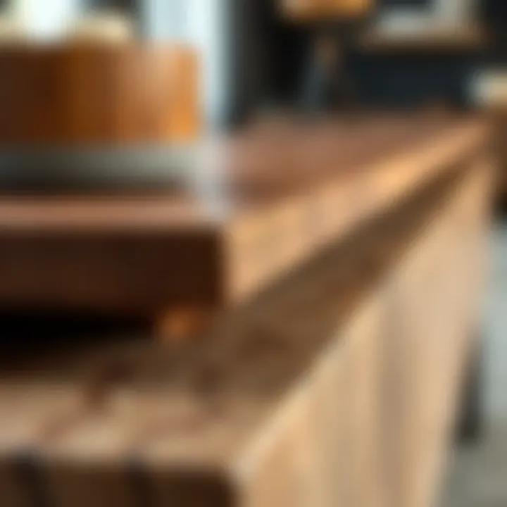 Close-up of materials used in multifunctional console tables