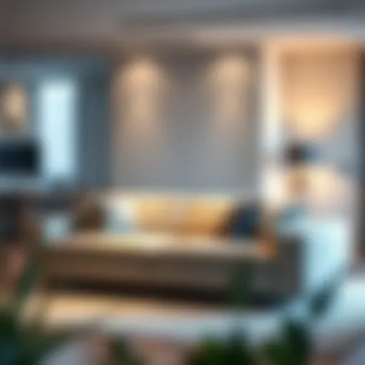 Elegant folded sofa bed in a modern living space