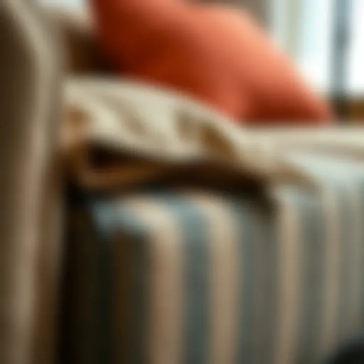 Close-up of quality materials used in a folded sofa bed