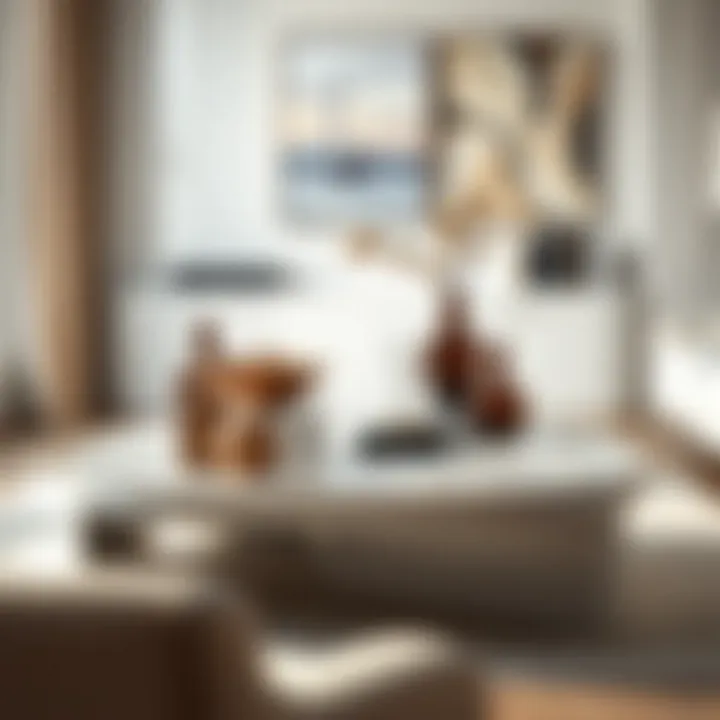 Stylish high gloss coffee table adorned with decorative items