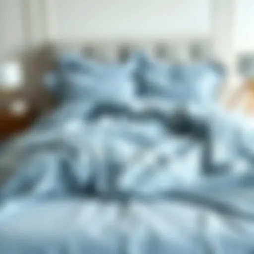 Soft blue duvet cover draped elegantly on a modern bed