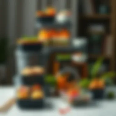 Aesthetic Stacking Bento Box Display Elegant stacking bento box arrangement showcasing vibrant food diversity