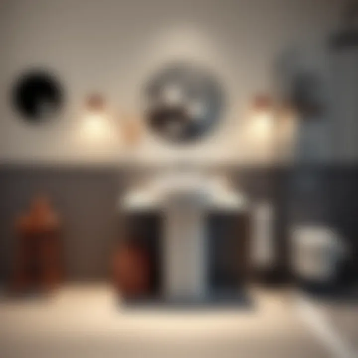 Trendy bathroom featuring a slim pedestal sink with stylish decor