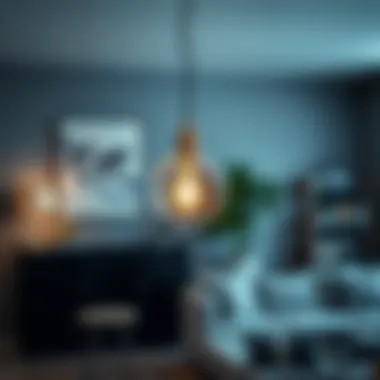 A stylish pendant light illuminating a cozy room