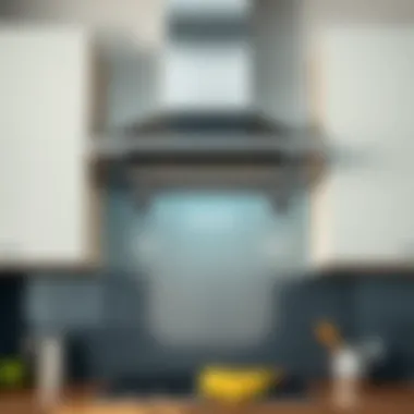 Diagram illustrating the installation process of a carbon filter in a range hood
