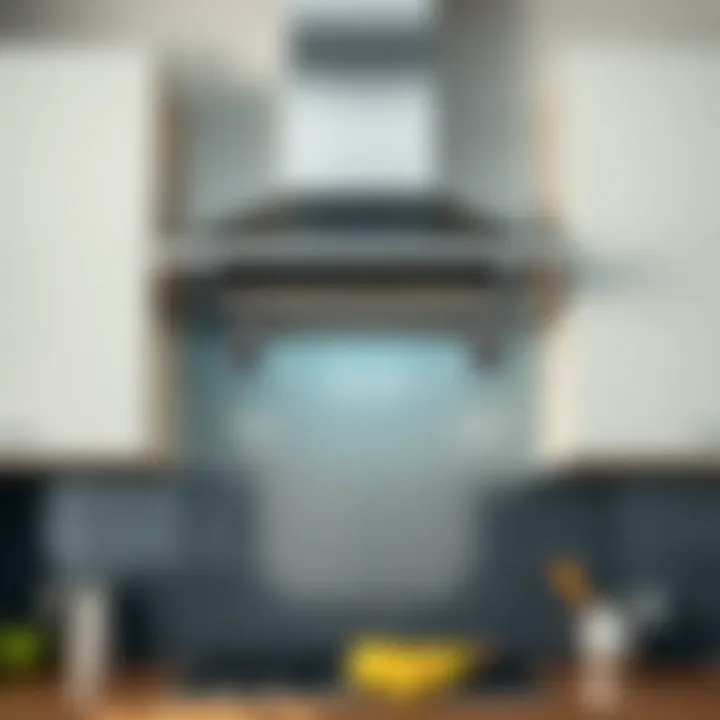 Diagram illustrating the installation process of a carbon filter in a range hood