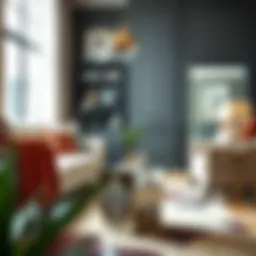 Elegant mirrored stool in a stylish living room setting