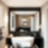 Elegant vanity mirror reflecting contemporary bathroom decor