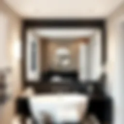 Elegant vanity mirror reflecting contemporary bathroom decor