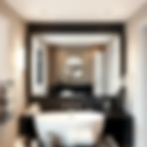 Elegant vanity mirror reflecting contemporary bathroom decor