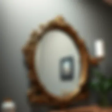 Close-up of ornate frame detail on a vanity mirror